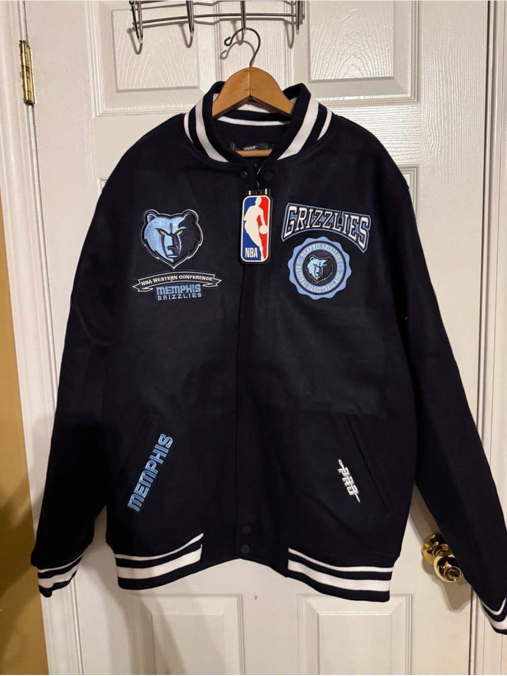 NBA Memphis Grizzlies Black & Light Blue Patch Jacket.
